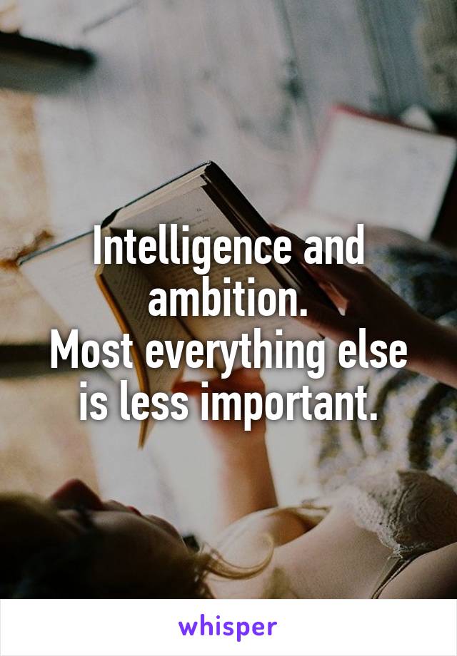Intelligence and ambition.
Most everything else is less important.