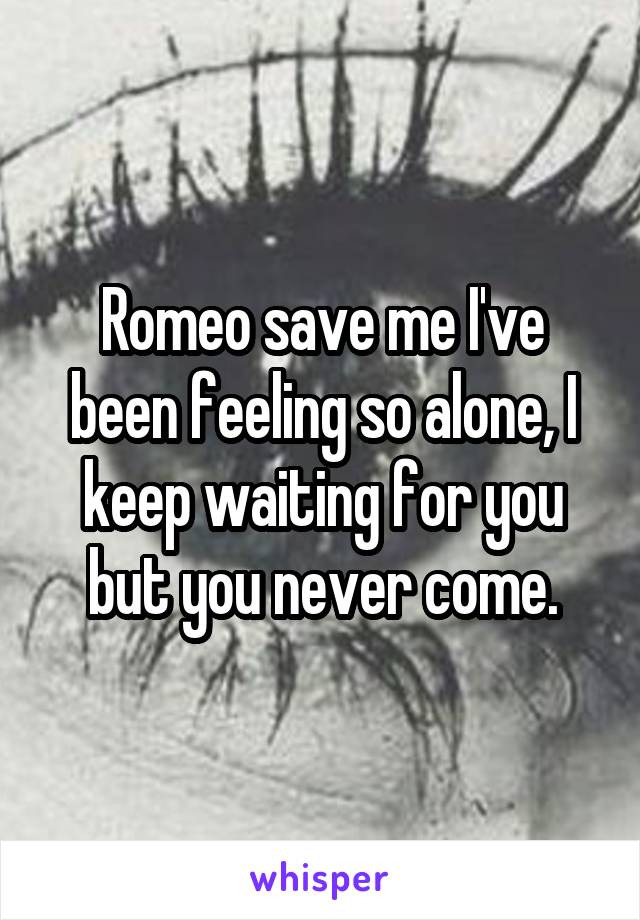 Romeo save me I've been feeling so alone, I keep waiting for you but you never come.