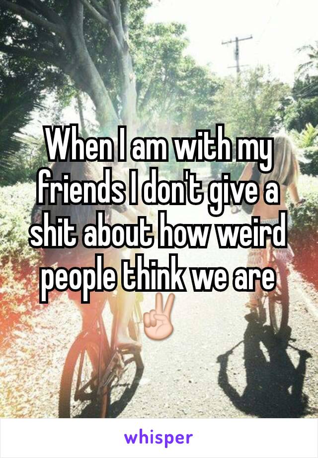 When I am with my friends I don't give a shit about how weird people think we are✌