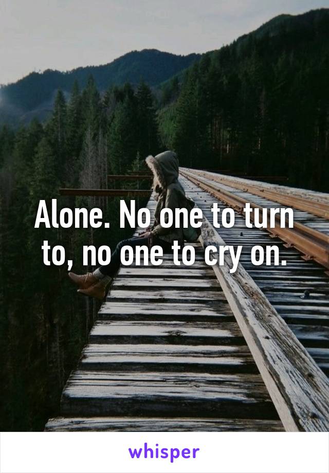 Alone. No one to turn to, no one to cry on.