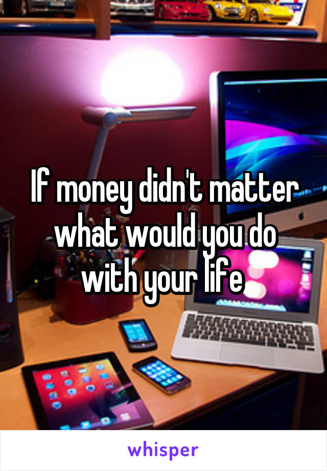 If money didn't matter what would you do with your life 