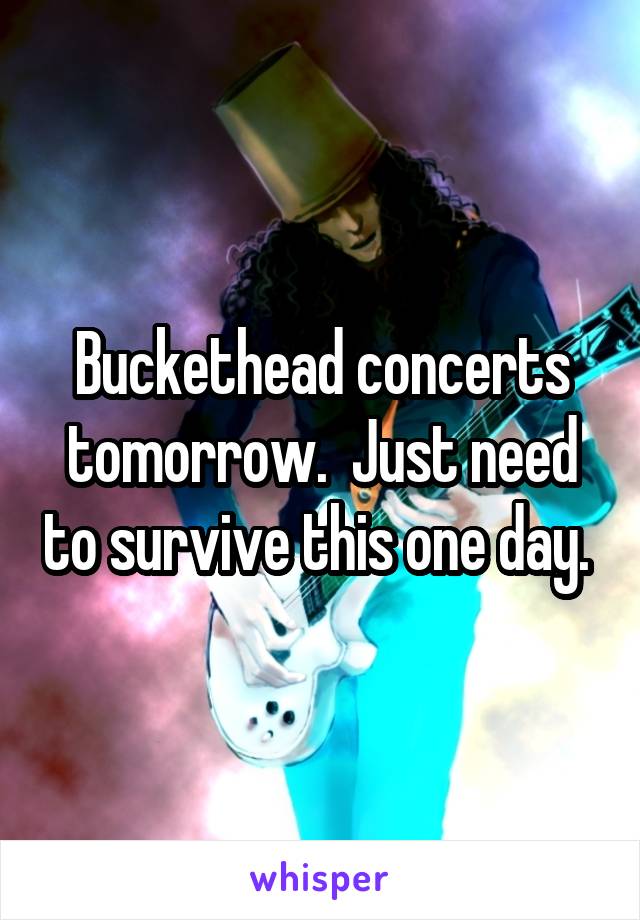 Buckethead concerts tomorrow.  Just need to survive this one day. 