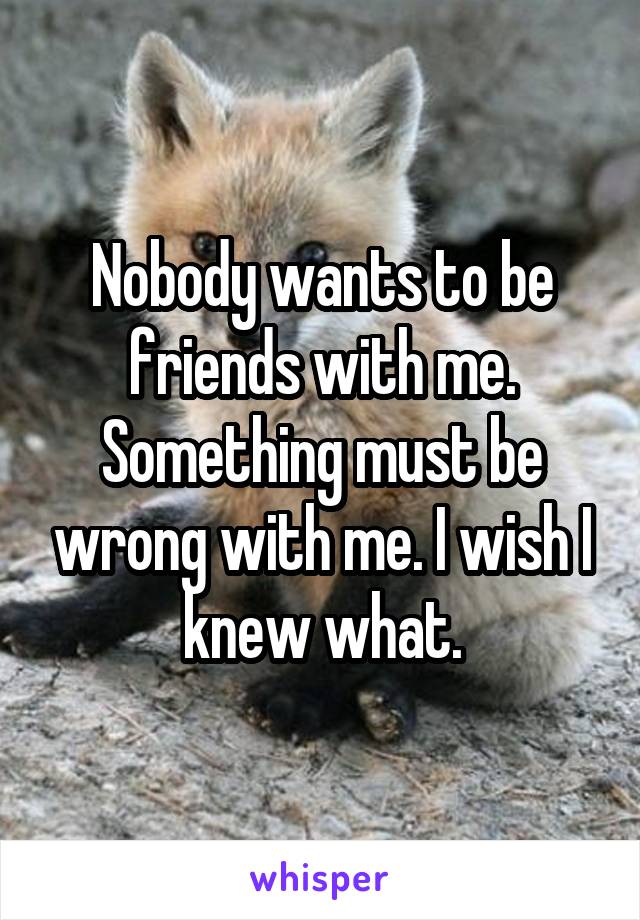 Nobody wants to be friends with me. Something must be wrong with me. I wish I knew what.