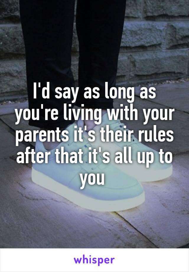 I'd say as long as you're living with your parents it's their rules after that it's all up to you 