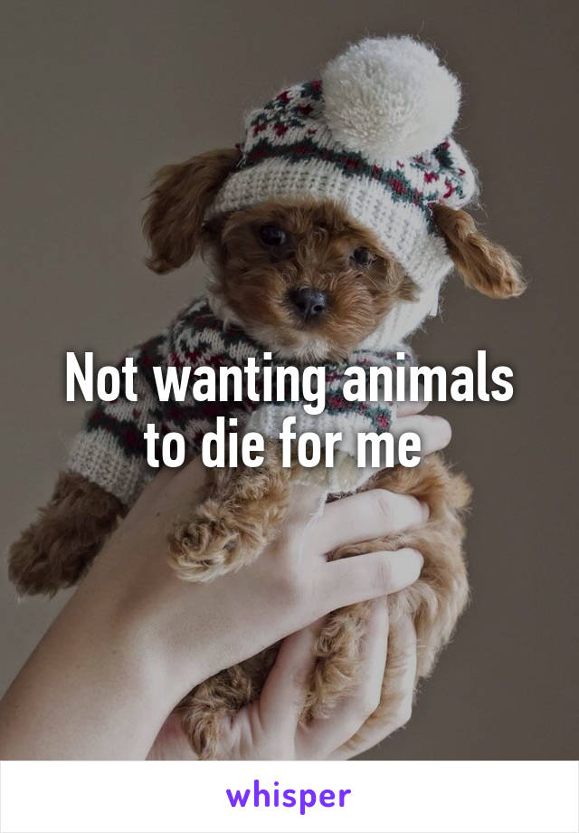 Not wanting animals to die for me 