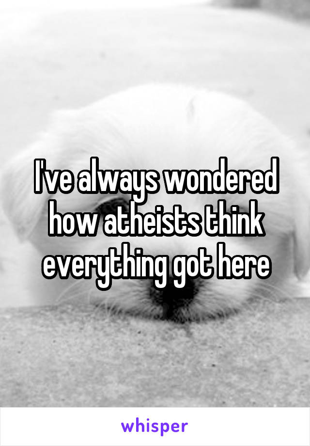 I've always wondered how atheists think everything got here