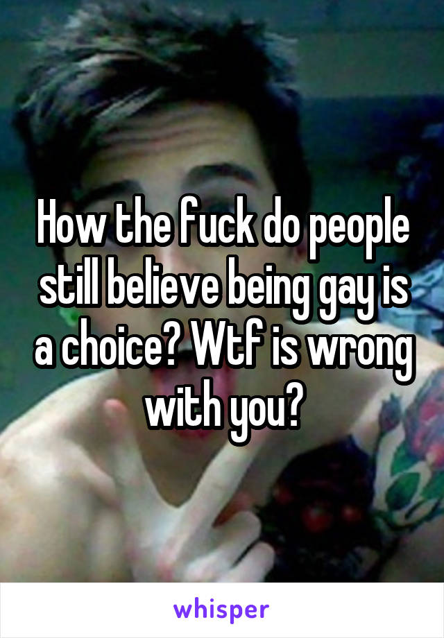 How the fuck do people still believe being gay is a choice? Wtf is wrong with you?