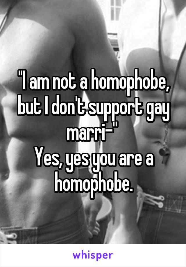 "I am not a homophobe, but I don't support gay marri-" 
Yes, yes you are a homophobe.