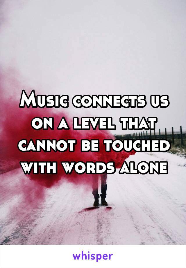 Music connects us on a level that cannot be touched with words alone