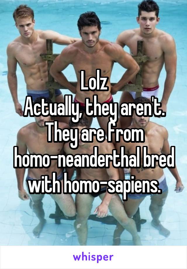 Lolz
Actually, they aren't.
They are from homo-neanderthal bred with homo-sapiens.