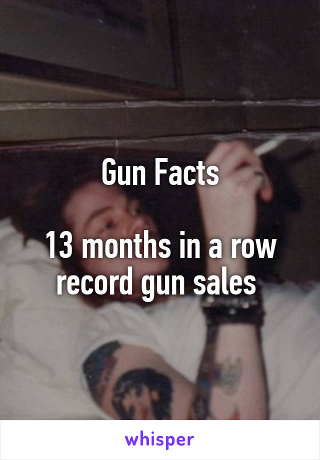 Gun Facts

13 months in a row record gun sales 