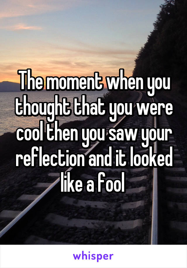 The moment when you thought that you were cool then you saw your reflection and it looked like a fool 