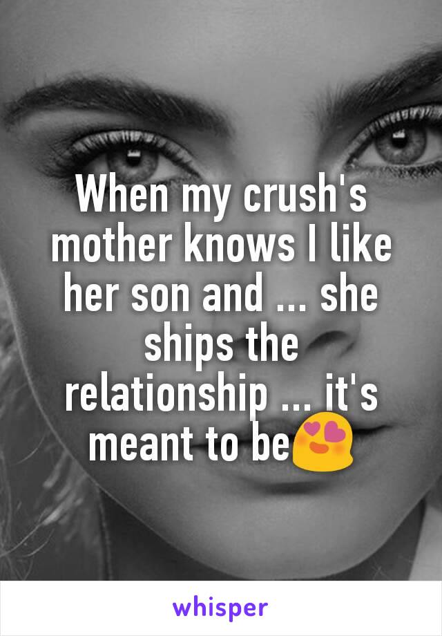 When my crush's mother knows I like her son and ... she ships the relationship ... it's meant to be😍