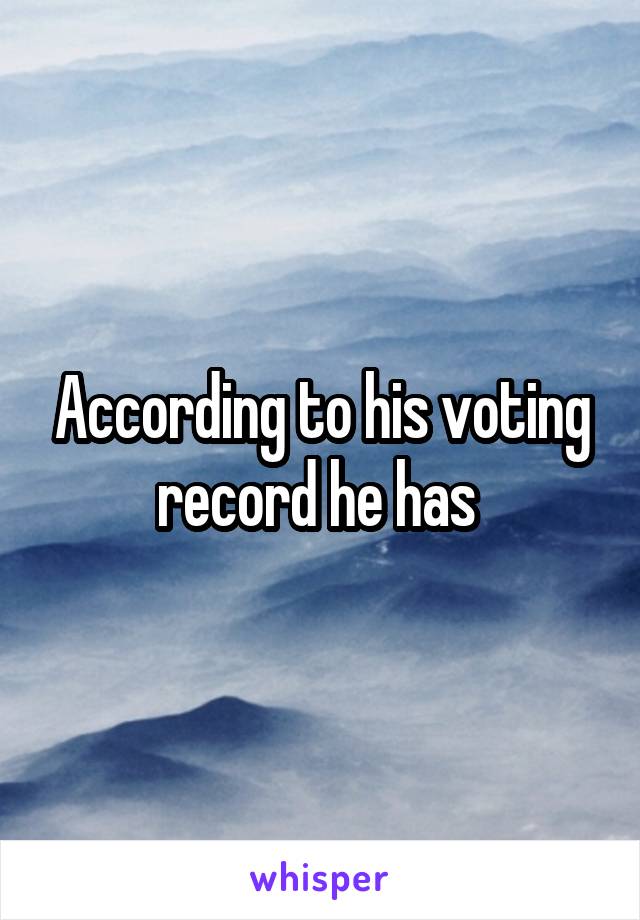 According to his voting record he has 