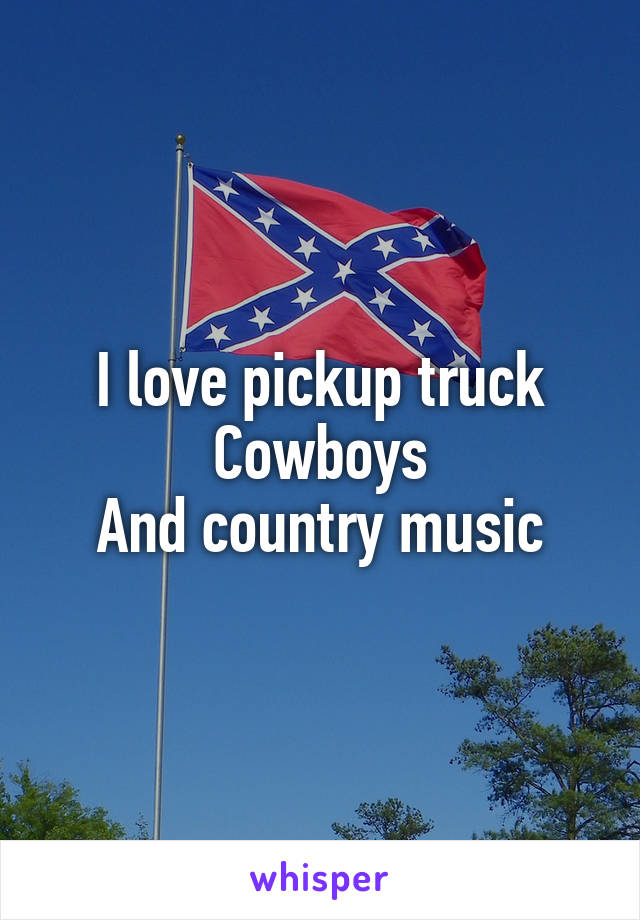 I love pickup truck
Cowboys
And country music