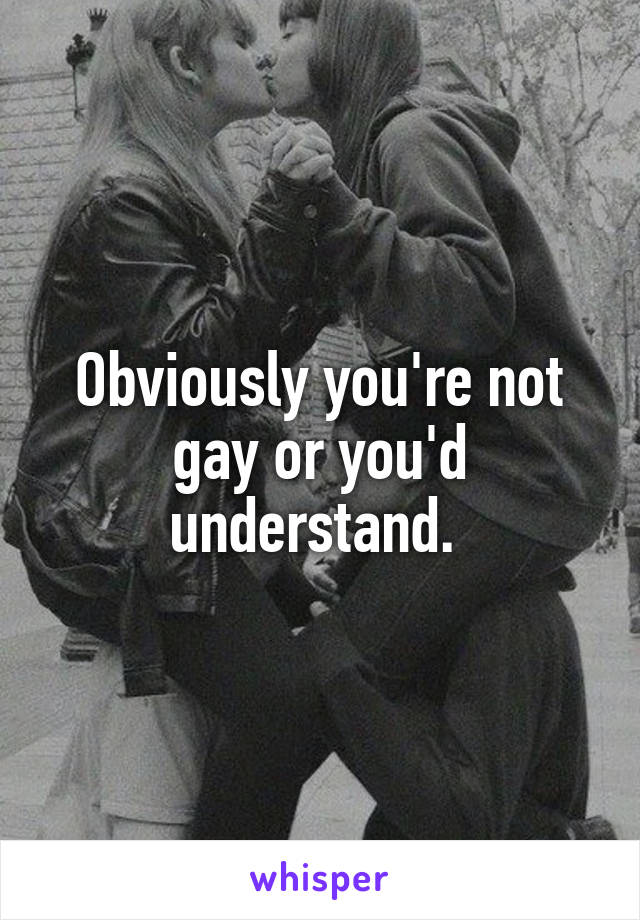 Obviously you're not gay or you'd understand. 