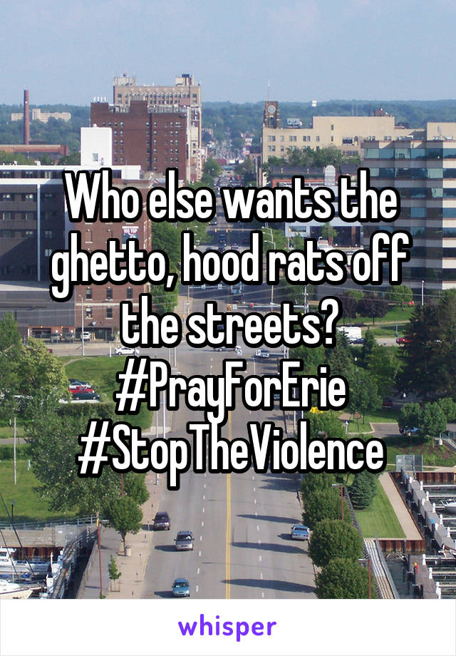 Who else wants the ghetto, hood rats off the streets? #PrayForErie #StopTheViolence