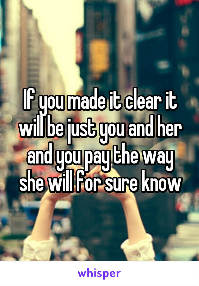If you made it clear it will be just you and her and you pay the way she will for sure know