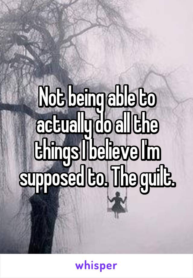Not being able to actually do all the things I believe I'm supposed to. The guilt.