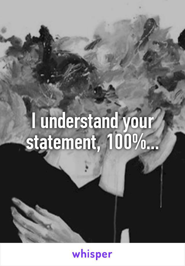I understand your statement, 100%...