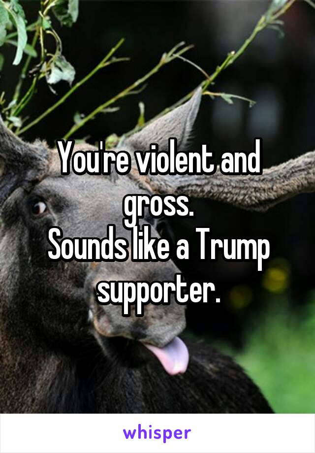 You're violent and gross.
Sounds like a Trump supporter.