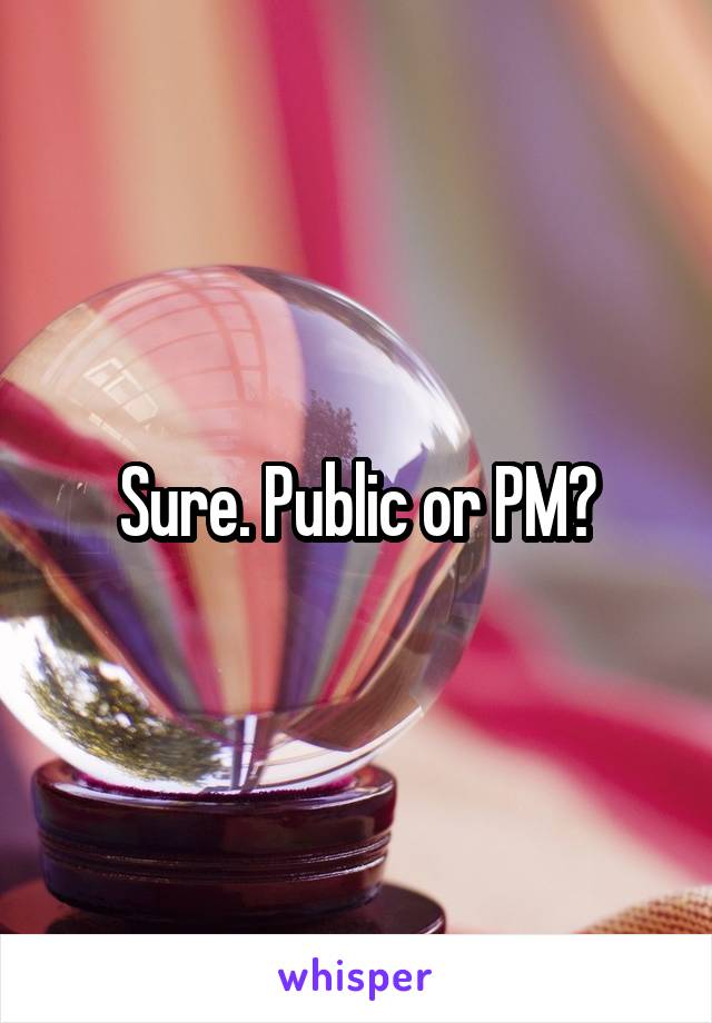 Sure. Public or PM?