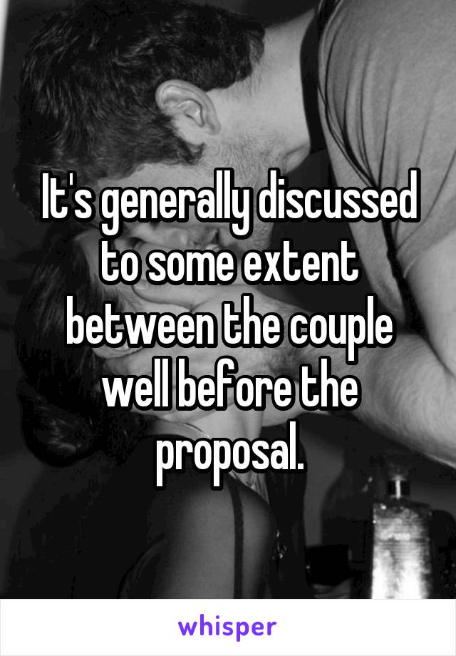 It's generally discussed to some extent between the couple well before the proposal.