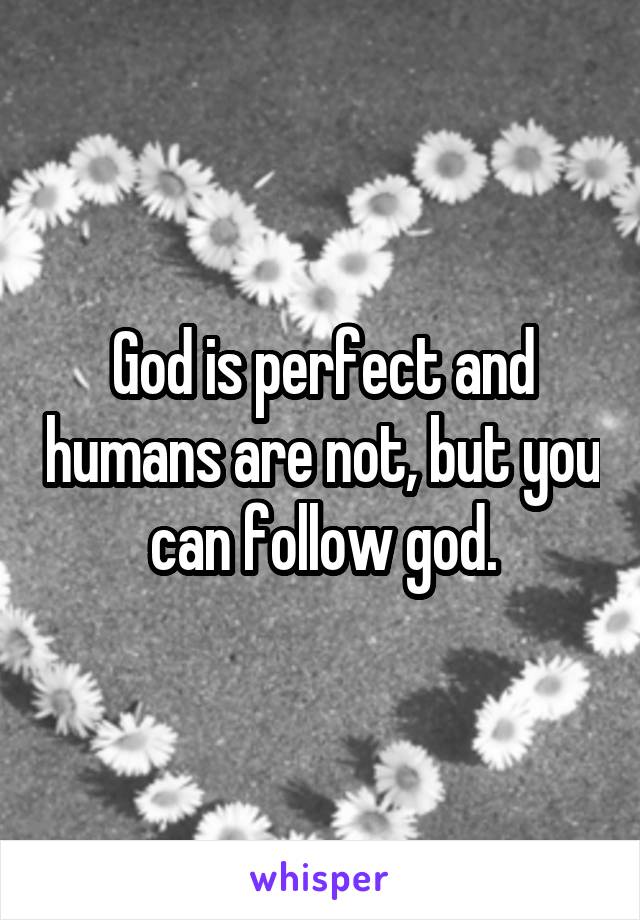God is perfect and humans are not, but you can follow god.