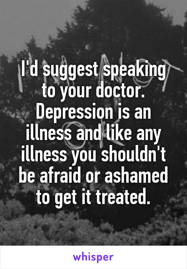 I'd suggest speaking to your doctor. Depression is an illness and like any illness you shouldn't be afraid or ashamed to get it treated.