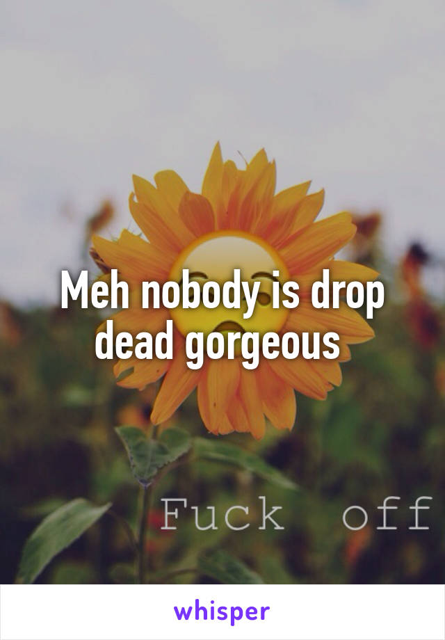 Meh nobody is drop dead gorgeous 