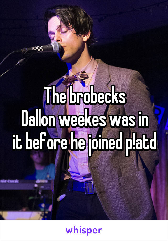The brobecks
Dallon weekes was in it before he joined p!atd