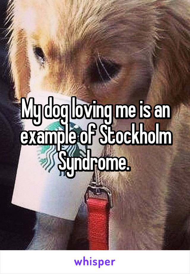 My dog loving me is an example of Stockholm
Syndrome. 