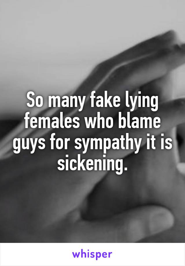 So many fake lying females who blame guys for sympathy it is sickening.