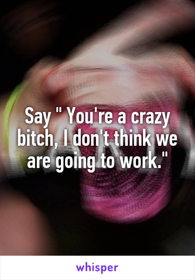 Say " You're a crazy bitch, I don't think we are going to work."
