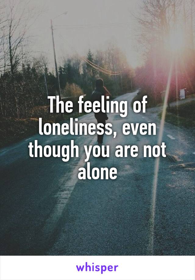 The feeling of loneliness, even though you are not alone