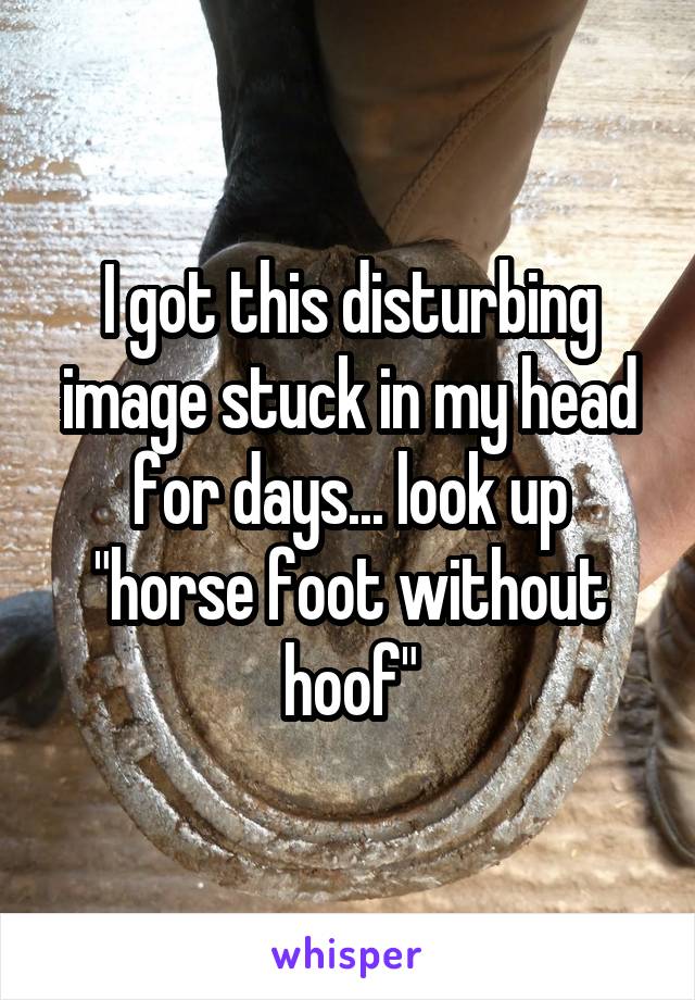 I got this disturbing image stuck in my head for days... look up "horse foot without hoof"