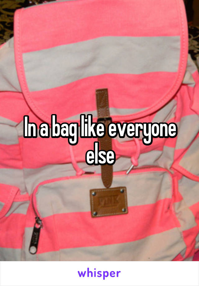 In a bag like everyone else