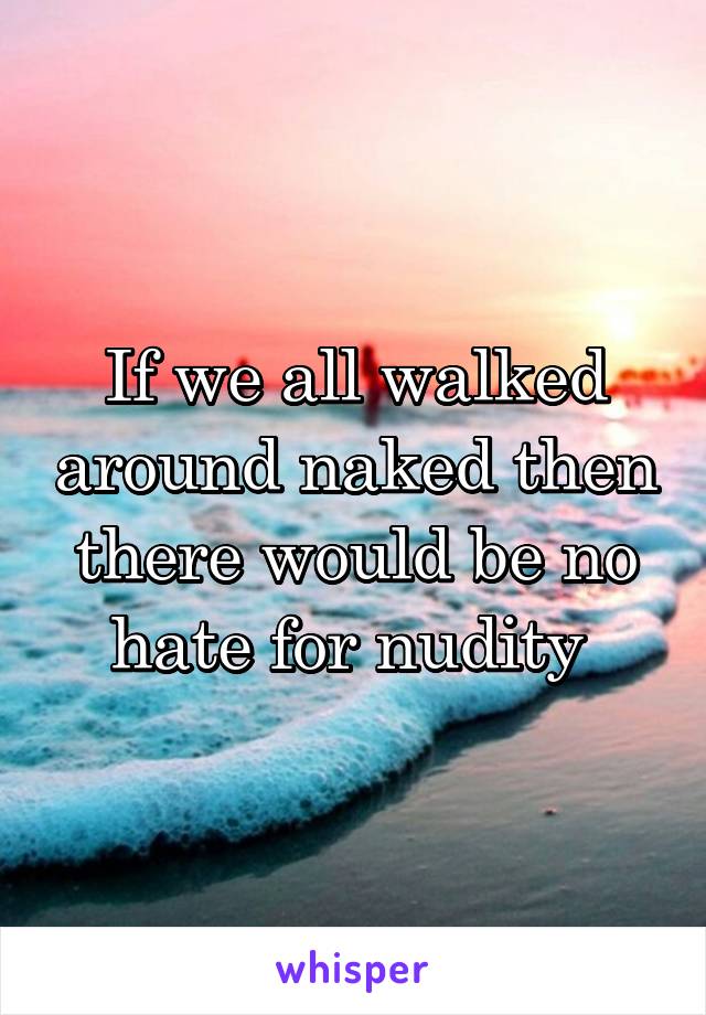 If we all walked around naked then there would be no hate for nudity 