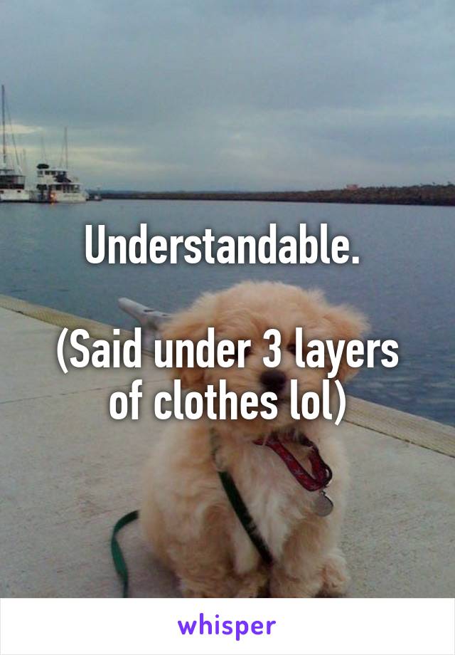 Understandable. 

(Said under 3 layers of clothes lol)