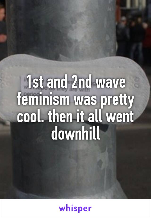 1st and 2nd wave feminism was pretty cool. then it all went downhill