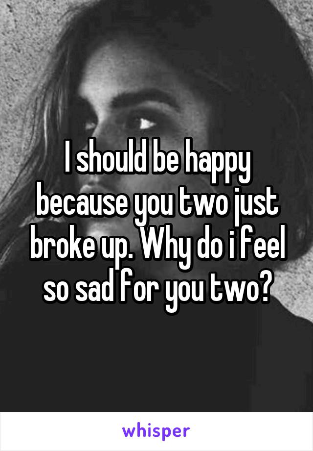 I should be happy because you two just broke up. Why do i feel so sad for you two?