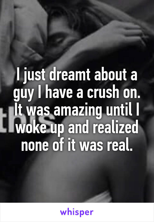 I just dreamt about a guy I have a crush on. It was amazing until I woke up and realized none of it was real.