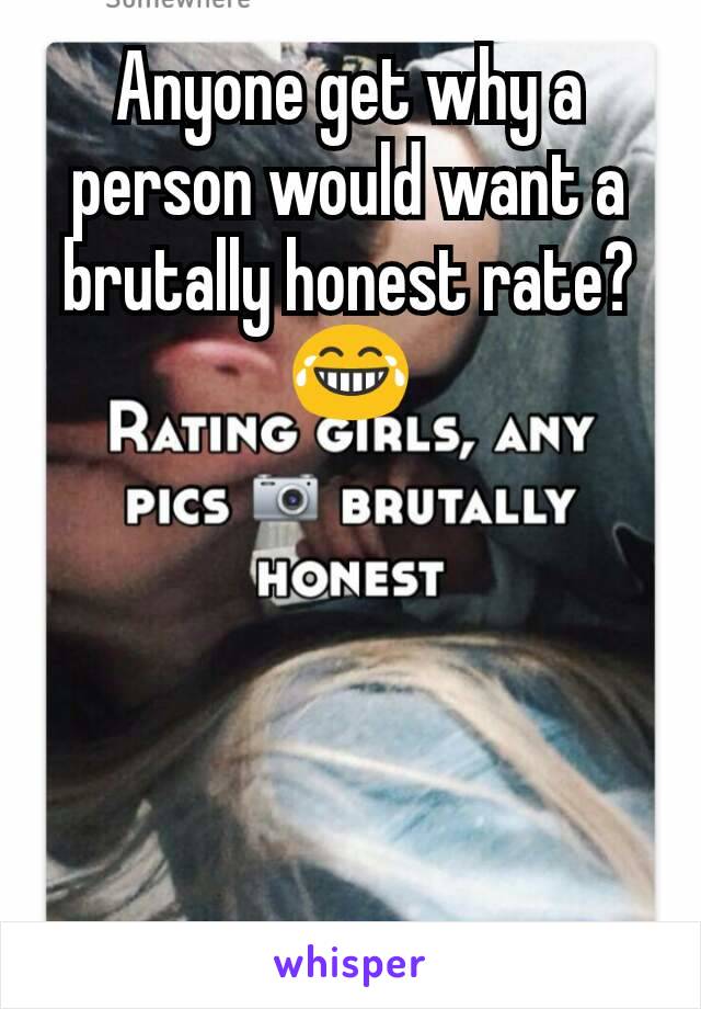 Anyone get why a person would want a brutally honest rate?😂