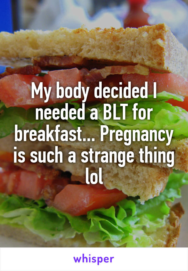 My body decided I needed a BLT for breakfast... Pregnancy is such a strange thing lol