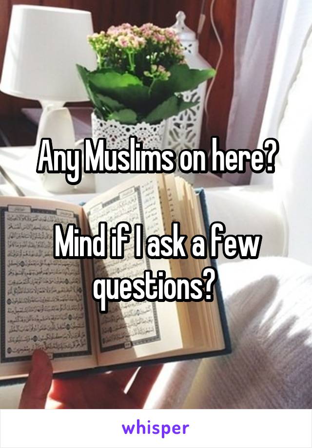 Any Muslims on here?

Mind if I ask a few questions? 