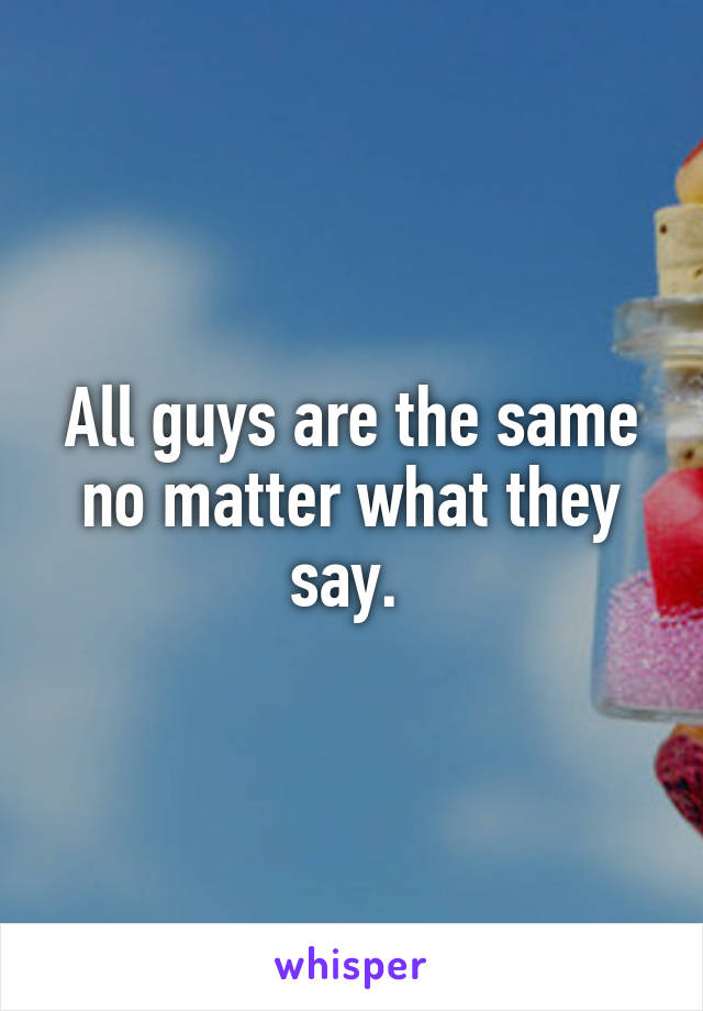 All guys are the same no matter what they say. 