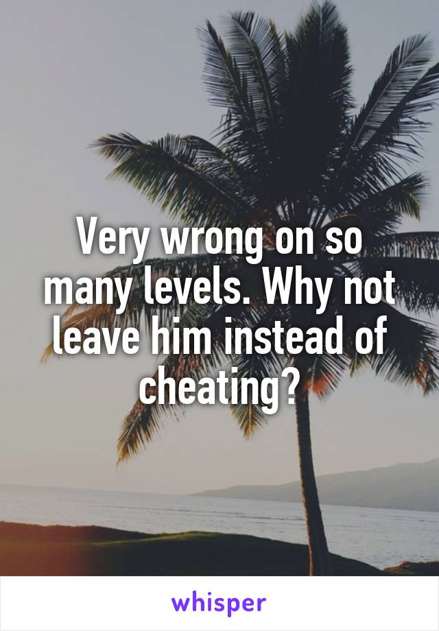 Very wrong on so many levels. Why not leave him instead of cheating?