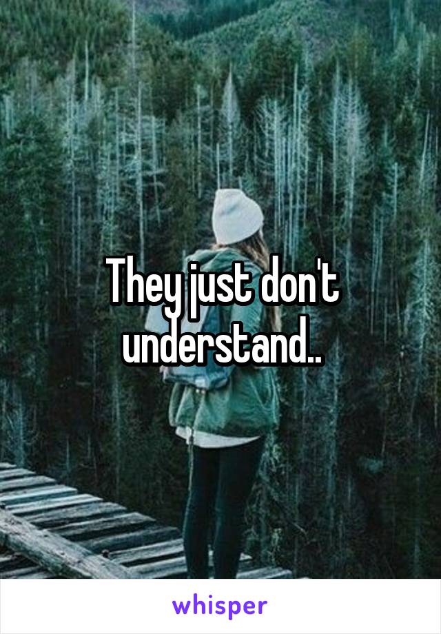 They just don't understand..