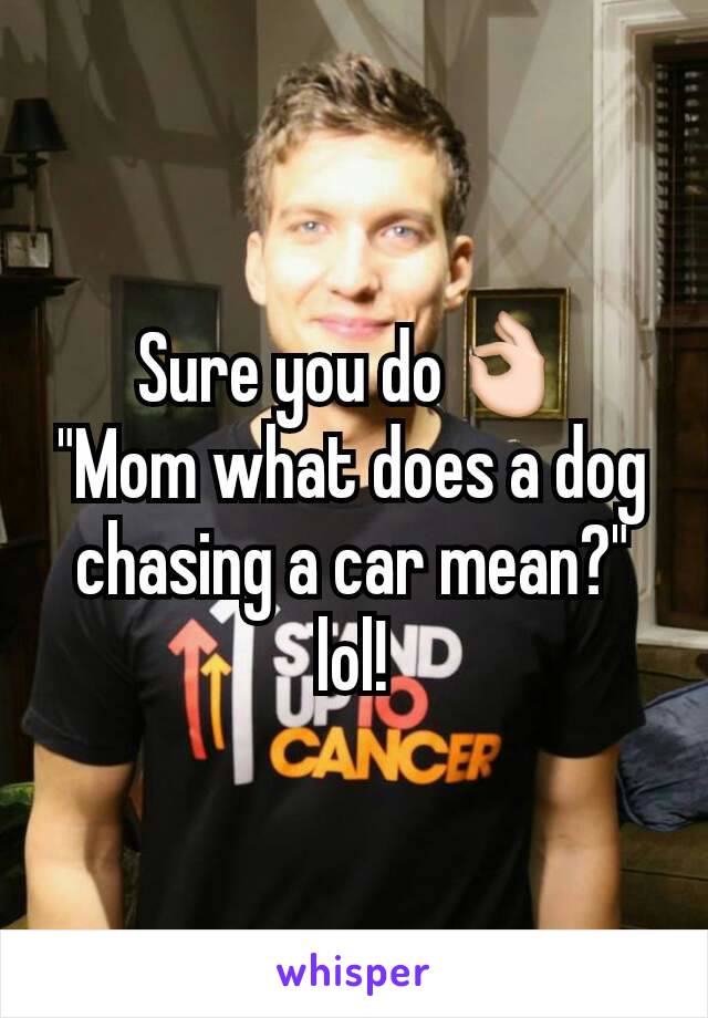Sure you do👌
"Mom what does a dog chasing a car mean?" lol!
