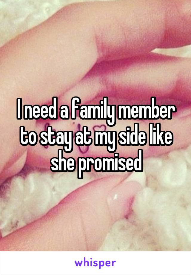 I need a family member to stay at my side like she promised
